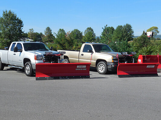 western snow plow and salt spreader