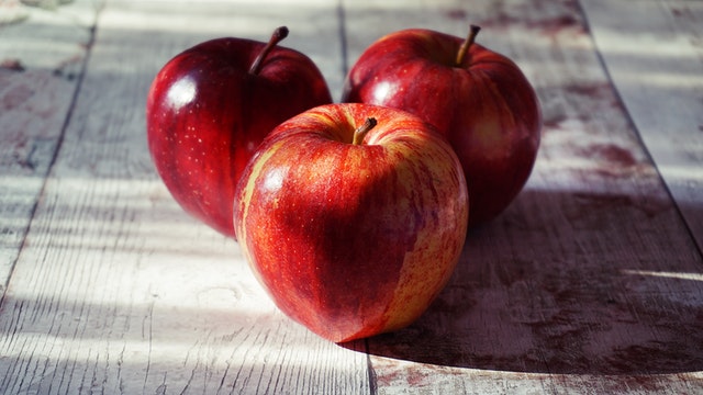 apples on picnic table