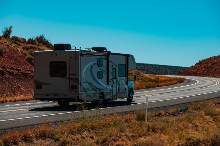 motorhome driving down road